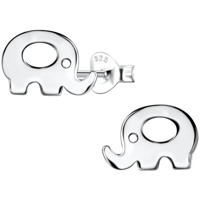 Afbeelding van JoyS Zilveren olifant oorbellen 10 x 7 mm gepolijst sterling zilver 925 oorknoppen