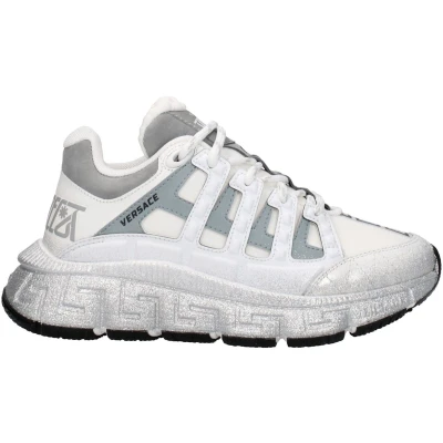 Afbeelding van Fabric Sneakers with Logo and Lace Up Closure Wo White