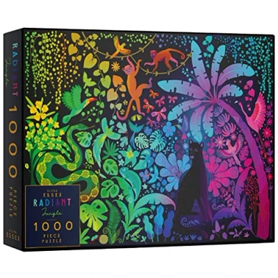 Afbeelding van Elena Essex legpuzzels voor volwassenen 1000 stralende jungle stukjes Dier vogel regenboog kleurverloop puzzel Decoupeerzagen Grootte