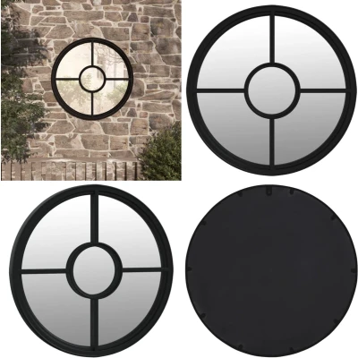 Afbeelding van vidaXL Tuinspiegel rond 40x4 cm ijzer zwart
