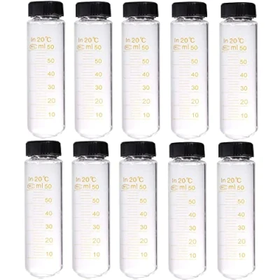 Afbeelding van SKYPRO 10 Stks 50 ml Centrifugebuizen Gegradueerde Glas Reageerbuizen met Schroefdoppen Hoge Temperatuur Bestand Kalibratie