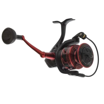 Afbeelding van PENN Battle III Spinning Inshore Fishing Reel, HT 100 Front Drag, max van 15 lbs 6,8 kg, Gemaakt met stevige volledig aluminium samenstelling voor duurzaamheid, 4000, zwart en rood