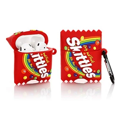 Afbeelding van YIGEYI Siliconen Case Compatibel met Airpods 1 &amp; 2 Grappige Leuke 3D Cartoon Cover [Leuke Snacks Serie] (Skittles)