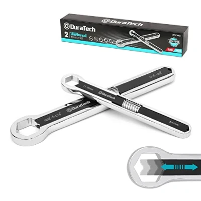 Afbeelding van DURATECH Universele combinatiesleutelset, verstelbare moersleutelset, 2 delige multifunctionele totale ringsleutelset, 44 in 2, metrisch en SAE, 5 mm tot 27 3/16 inch 1 1/16