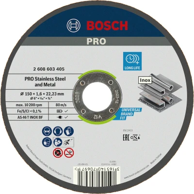 Afbeelding van Bosch Accessories 2608603405 slijpschijf met platte naaf, Expert for Inox, AS 46 T roestvrij staal BF, 150 mm, 1,6 mm