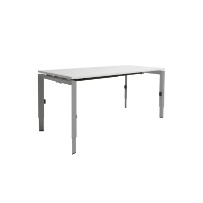 Afbeelding van Linesto N3 bureau, hoogte instelbaar (65 85cm) met 160x80cm krijtwit zwevend 25mm blad en aluminium (RAL9006) vierpoot N frame (poot driehoekig