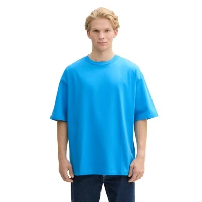 Afbeelding van TOM Tailor Denim Oversized Tshirt basic, Heren, Maat: Large, Bright ibiza blue