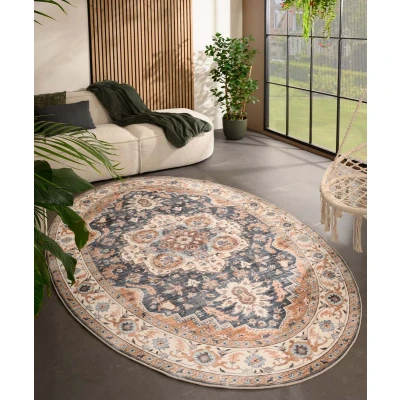 Afbeelding van Buitenkleed Ovaal Vintage Valenca Fino Goud/blauw 230x330 Cm