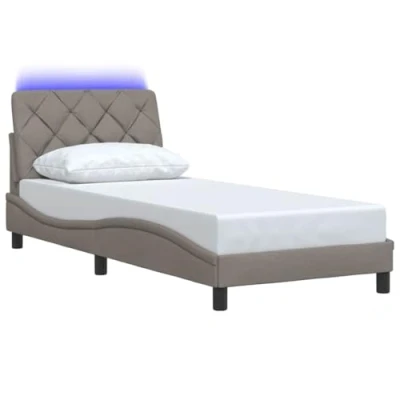 Afbeelding van vidaXL Bedframe met LED verlichting stof taupe 90x190 cm