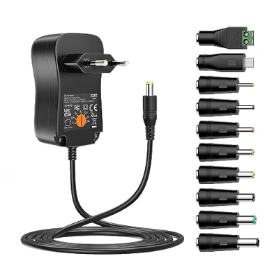 Afbeelding van Zolt 36 W universele voeding AC naar DC 3 V 4,5 5 6 7,5 9 12 1 A 2 switching adapter met 10 connectoren voor huishoudelijke elektronica, 3000 mA max.