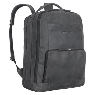 Afbeelding van STILORD &#039;Harlow&#039; Leren Rugzak Heren XL Business Laptop Rucksack Grote Werk met Veel Vakken en Trolley Systeem Vintage Echt Leer, Kleur:antraciet