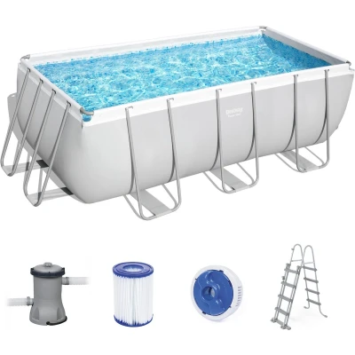 Afbeelding van Bestway Power Steel Opzetzwembad 412x201x122cm met filterpomp &amp; trap grijs