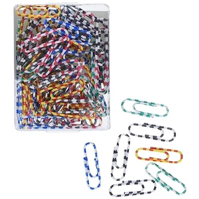 Afbeelding van TSI 48019 paperclips 28 mm, 100 stuks, gekleurd gestreept
