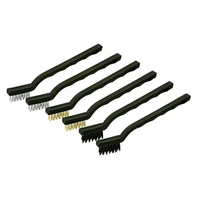 Afbeelding van Handdraadborstel set 6 stuks klein (tandenborstel type) kunststof handgreep