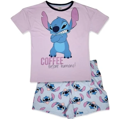 Afbeelding van Disney Lilo &amp; Stitch pyjama met korte mouwen voor meisjes, 100% katoen, 99% Sweet 7 8 Jaar: 128cm