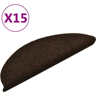 Afbeelding van vidaXL Trapmatten zelfklevend 15 st 56x17x3 cm naaldvilt bruin