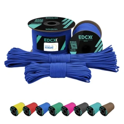 Afbeelding van EdcX 2 mm nylon paracord 275 (15, 30, 50 en 100 m) 100% touw, 3 strengen koord, in vele kleuren (koningsblauw, 15