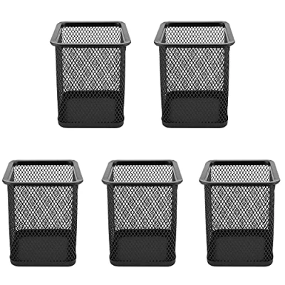 Afbeelding van 5 stuks pennenhouder voor kantooropslag, pennenhouder, mesh potloodpot, bureau organizer, vierkante gebruikt om potloden, pennen, wenkbrauwpotloden en kleine