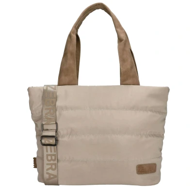 Afbeelding van Zebra Elske Puffer Kleine Shopper Breed Lichttaupe Schoudertas