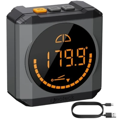 Afbeelding van Neoteck Digitale gradenboog, hellingsmeter met led display, oplaadbare niveaubox, IP54 waterdicht, voor houtbewerking, bouw, decoratie, doe het zelf