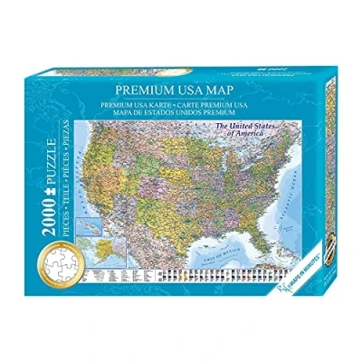 Afbeelding van Close Up USA Puzzel 2000 stukjes Amerika 97 x 69 cm Premium Map 2021 MAPS IN Minutes