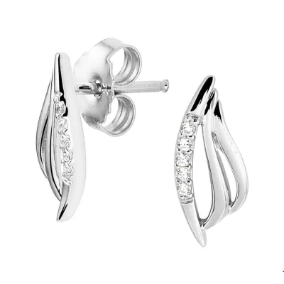 Afbeelding van Oorknoppen Zirkonia Zilver Gerhodineerd Glanzend 12.5 mm x 5