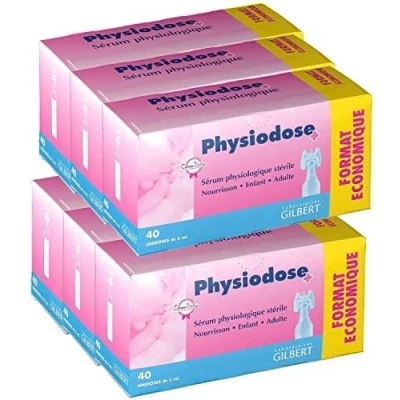 Afbeelding van GILBERT Fysiologisch serum Neushygiëne Oorspoelen Wondwassen Vochtinbrengende werking Gemaakt in Frankrijk Set van 6 dozen 40 x 5 ml
