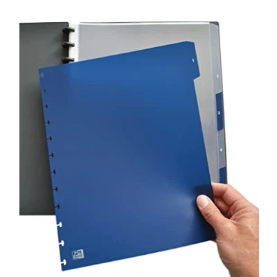 Afbeelding van ELBA 100420935 ringmappenregister ManageMe! met vario zipp principe A4 1 5 delig donkerblauw Stuk transluzent/dunkelblau
