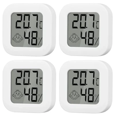 Afbeelding van Luchtvochtigheidsmeter voor binnen, 4 stuks lcd digitale thermometer, hygrometer, mini thermo hygrometer babykamer, woonkamer, kantoor, kas