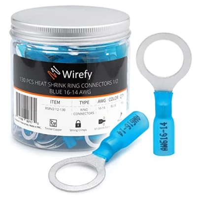 Afbeelding van Wirefy 130 Stuks M12 Kabeloog Kabelschoenen Krimpkous Auto&#039;s Rond Connector Kit Geïsoleerd 1,5 2,5 mm²