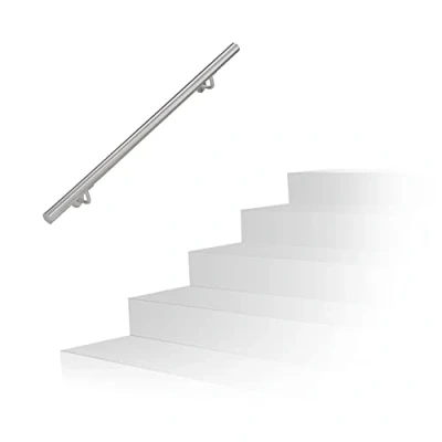 Afbeelding van Relaxdays trapleuning rvs geborsteld met houders 100 200 cm muurleuning 1000 mm