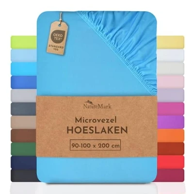 Afbeelding van NatureMark microvezel laken met korting! vele maten en kleuren merkartikelen (laken 90x200 100x200 cm, Turquoise)