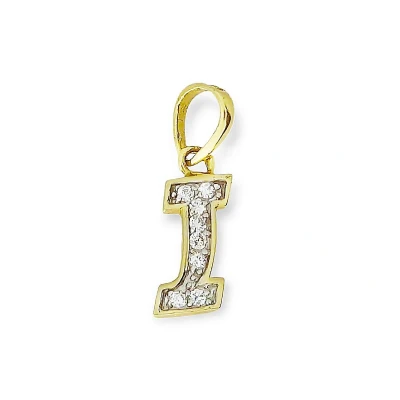 Afbeelding van Goud Hanger Letter I 14 karaats Zirkonia