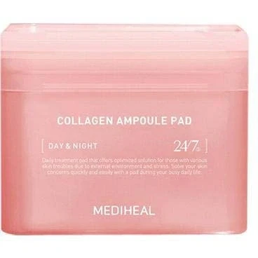 Afbeelding van MEDIHEAL Collageen Ampoule Pad Vierkante Katoenen Gezichtstoner Pads &amp; Ceramide Huidversteviging Elasticiteit Herstellen Rimpels Lijntjes Strakker Vegan Eco Silk Pads, 100