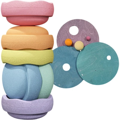 Afbeelding van Grimms x Stapelstein® Set Pastel + Rolling Discs Cool