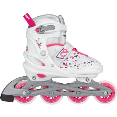 Afbeelding van Nijdam Inline Skates Skeelers White Wedge Wit/Zilvergrijs/Fuchsia/Marine Verstelbaar Maat 33 36