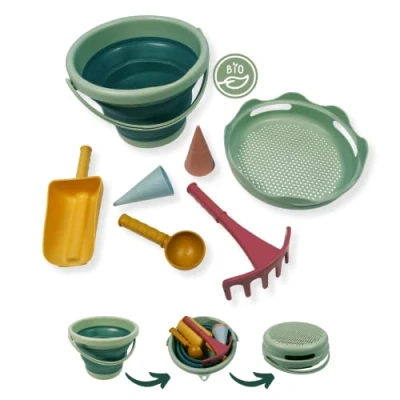 Afbeelding van S CHILD KRÖT ® 7in1 Sand Speelgoed opvouwbare emmer set groen