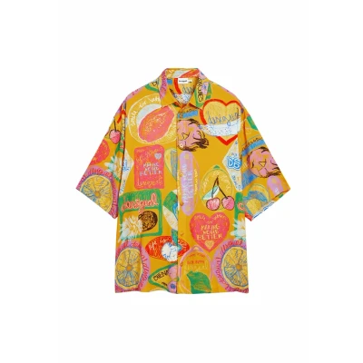 Afbeelding van Desigual Shortsleeve WITH Fruits Overhemd, Heren, Maat: Large, Orange