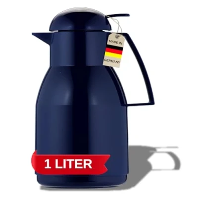 Afbeelding van Helios Thermoskan, 1,0 liter, donkerblauw, kunststof, blauw, 17 x 14,5 28,7 cm