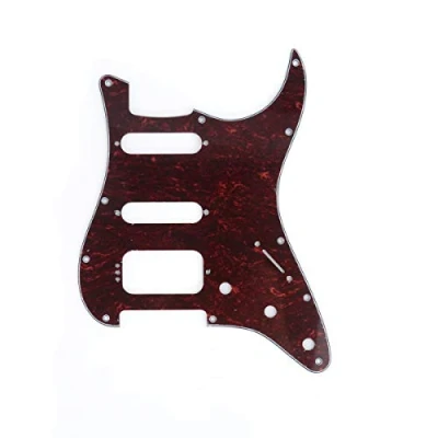 Afbeelding van Musiclily Pro 11 Schroefgaten Ronde Hoek HSS Gitaar Strat Slagplaat voor USA/Mexican Stratocaster 4 schroef Humbucker Montage Open Pickup, laags Red Tortoise
