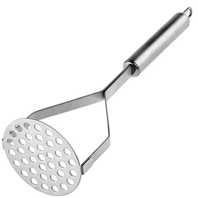Afbeelding van KADAX Aardappelstamper met geperforeerde plaat, groentestamper van roestvrij staal, keukenstamper ovaal handvat, aardappelpers, perfect voor groenten, aardappelpuree, keukenhulp