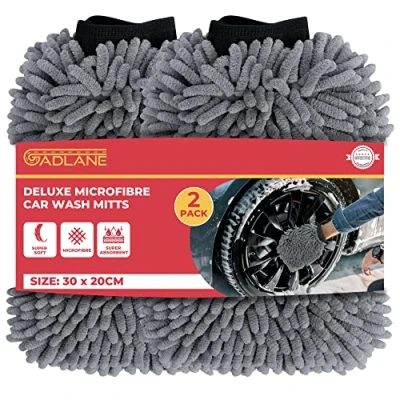 Afbeelding van GADLANE Microvezel autowashandschoen Noedelwashandjes, groot, anti streep en kras autoreinigingshandschoen, pluisvrije washandschoen voor autowassen superabsorberend sneldrogend