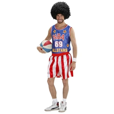 Afbeelding van Widmann Basketbal Kostuum Speler Man Blauw, Rood, Wit / Beige Small Carnavalskleding Verkleedkleding