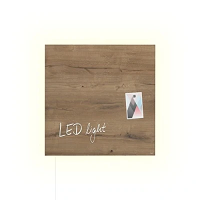 Afbeelding van Glasmagneetbord Sigel Artverum LED 480x480x15 Natural Wood