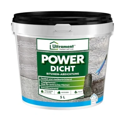 Afbeelding van Ultrament Power Dicht 5L Flexibele universele afdichting voor buiten, bitumen, dakmembranen, beton en meer UV bestendig, sneldrogend, oplosmiddelvrij Effectieve met topkwaliteit