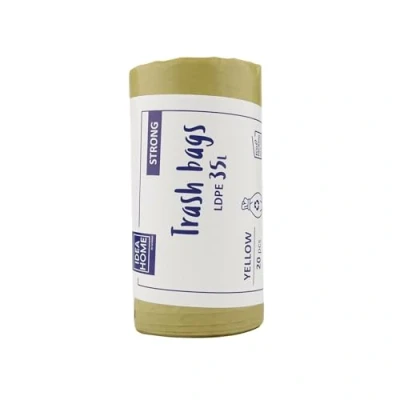 Afbeelding van IDEA HOME 20 stuks LDPE vuilniszakken, afvalzakken, afvalscheiding, sterk geel, 35 liter