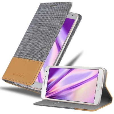 Afbeelding van Cadorabo Hoesje geschikt voor Samsung Galaxy NOTE 3 in LICHTGRIJS BRUIN Beschermhoes met magnetische sluiting, standfunctie en kaartvakje Book Case Cover Etui
