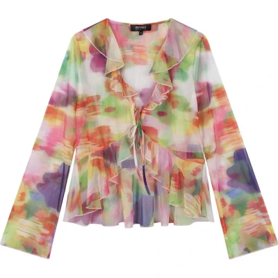Afbeelding van Refined Department semi transparante blousetop Brianna met all over print en ruches multi