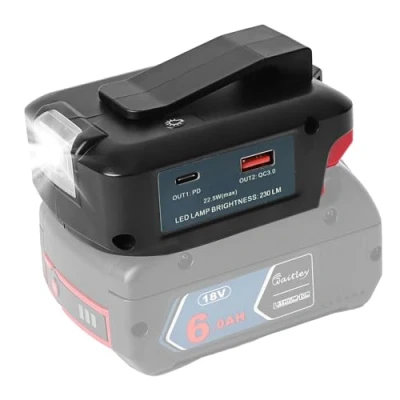 Afbeelding van Adp05 Power Source Battery adapter, werklichtconverter voor Bosch 18 V accu met een paar USB telefoonladerinterface, draadloze DC poort zaklamp