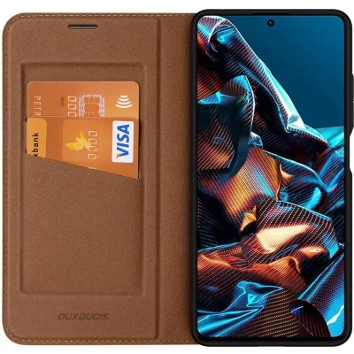 Afbeelding van Dux Ducis Telefoonhoesje geschikt voor Xiaomi Redmi Note 12 Pro 5G/ Poco X5 5G Skin X2 Serie Book Case Bruin